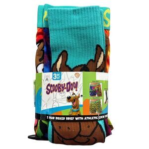 Scooby Doo - Licensed Character Men's 2 Pack Boxer Brief with Athletic Crew Sock